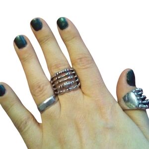 Heavy Metal Skeleton Cage Bones Big Silver Skull Ring Unisex Goth Biker Punk 10